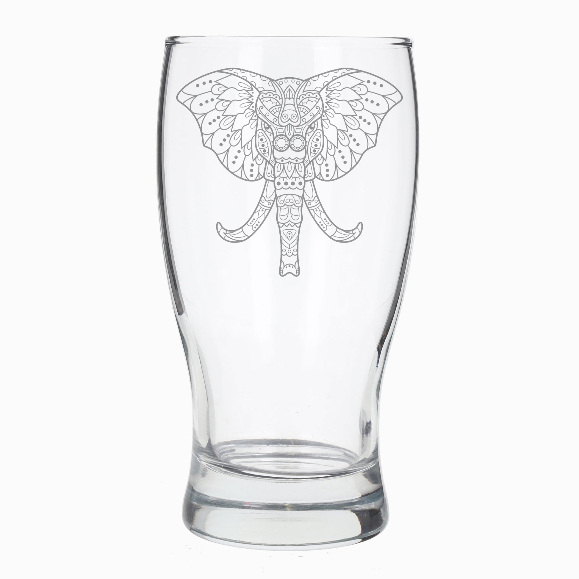 Elephant Mandala Engraved Beer Glass and/or Coaster Set  - Always Looking Good - Beer Glass Only  