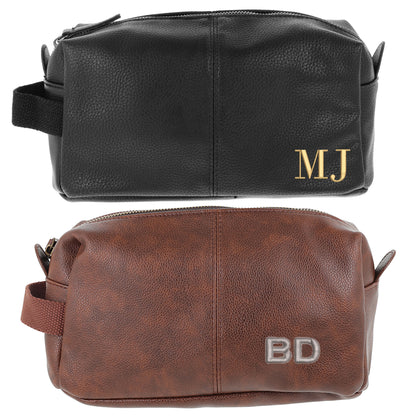 Personalised Leather Wash Bags for Men NU Leather Toiletry Bag