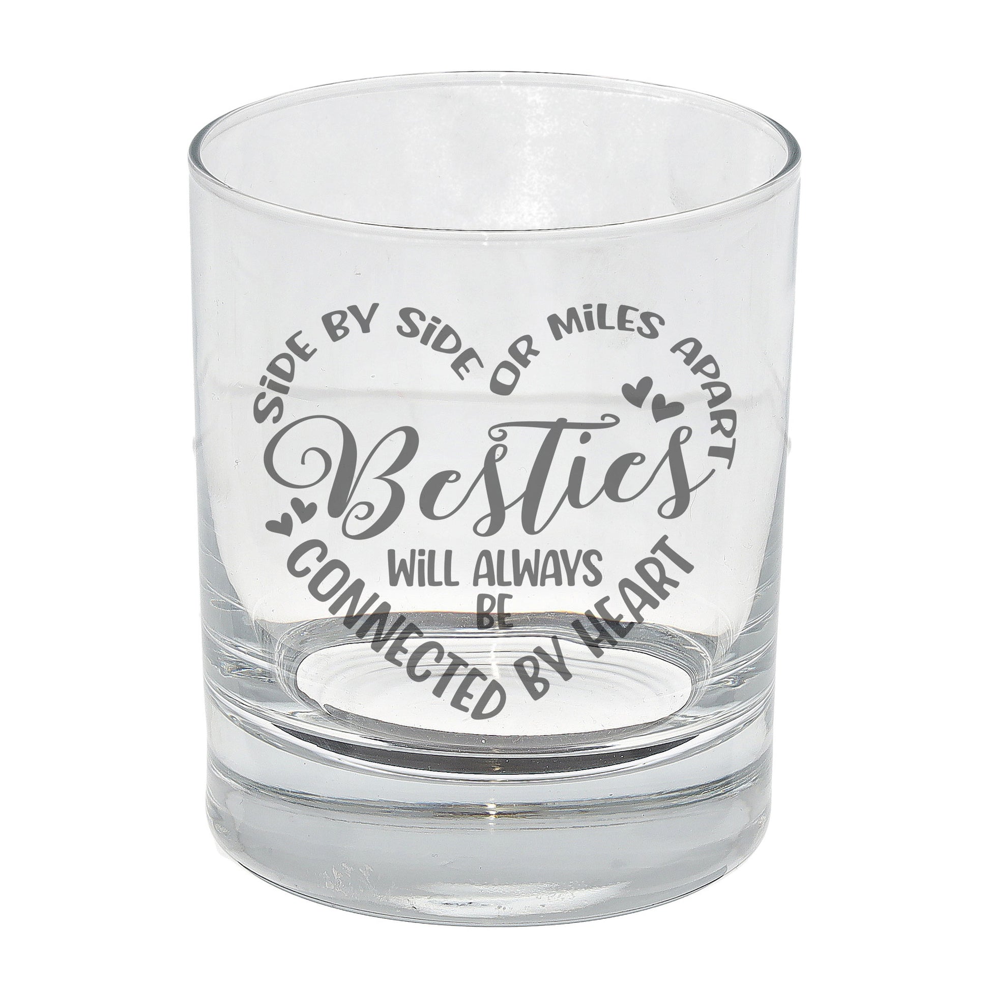 Besties Connected By Heart Engraved Whisky Glass and/or Coaster Set  - Always Looking Good - Whisky Glass Only  