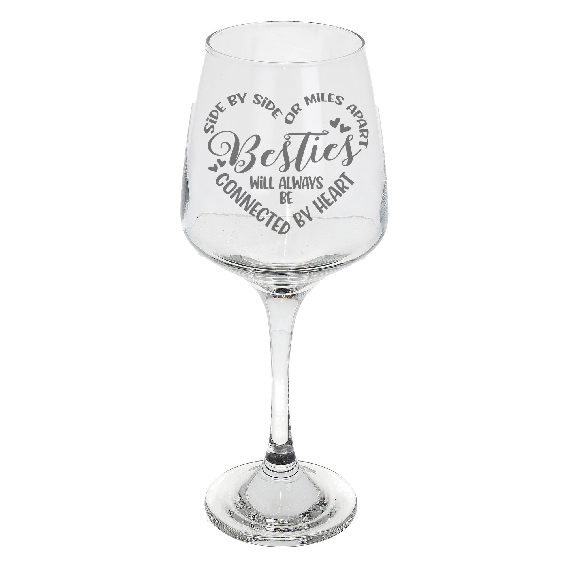 Besties Connected By Heart Engraved Wine Glass and/or Coaster Set  - Always Looking Good - Wine Glass Only  