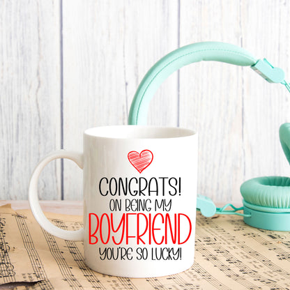 Funny friend Mug and/or Coaster Gift “Congrats On Being My Girlfriend / Boyfriend”