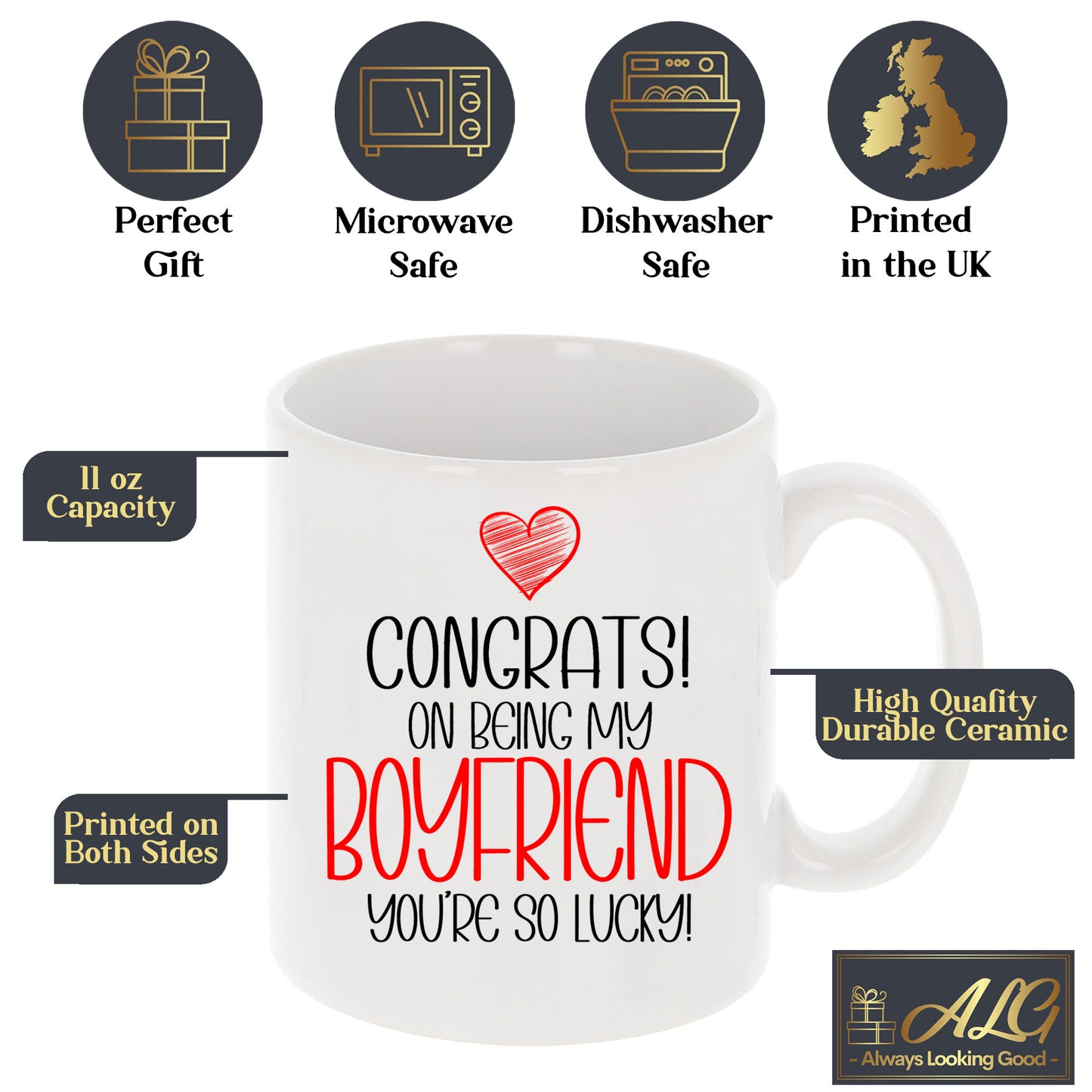 Congrats On Being My Boyfriend Mug and/or Coaster Gift  - Always Looking Good -   