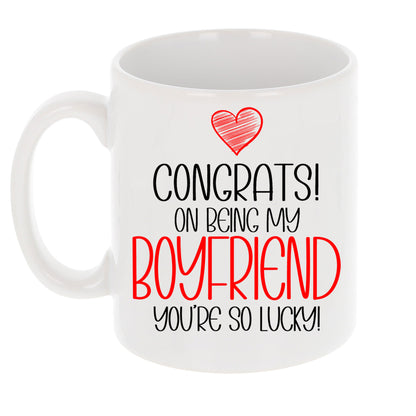 Funny friend Mug and/or Coaster Gift “Congrats On Being My Girlfriend / Boyfriend”