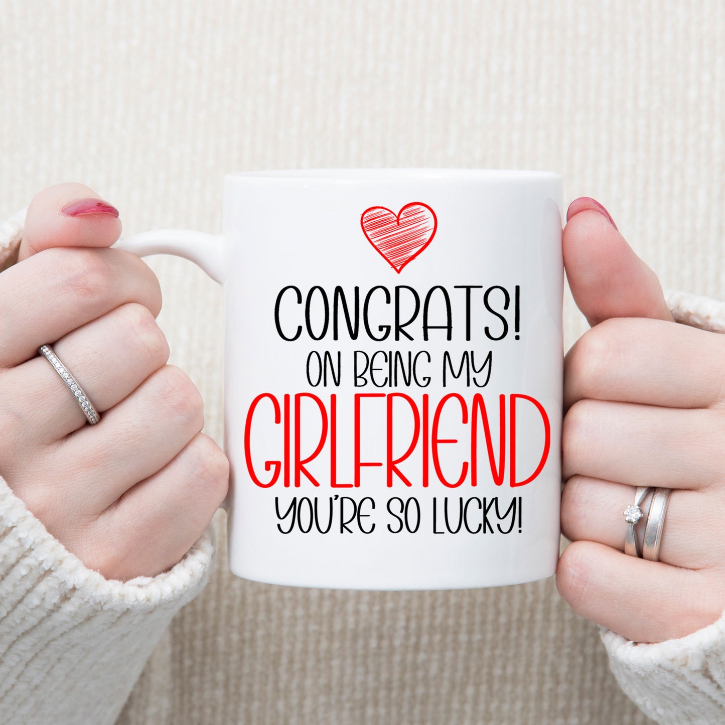 Congrats On Being My Girlfriend Mug and/or Coaster Gift  - Always Looking Good - So Lucky Mug On Its Own  