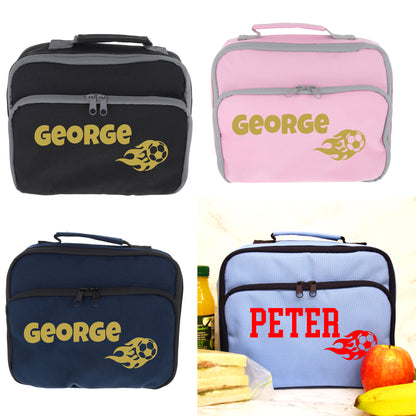 Kids Personalised Lunch Bag With Name in Football Design