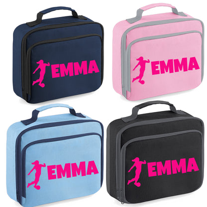 Kids Personalised Lunch Bag With Name in Football Design