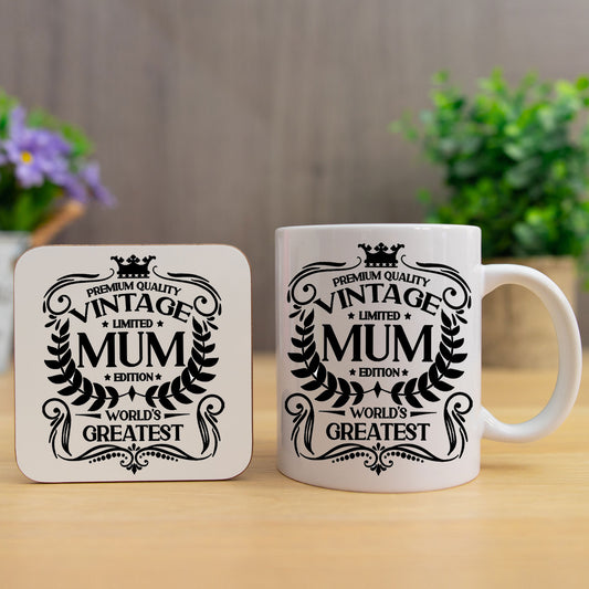 Vintage Worlds Greatest Mum Mug and/or Coaster  - Always Looking Good - Mug & Printed Coaster Set  