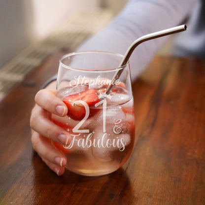 AGE & Fabulous Gifts - Engraved Gin Glass & Coaster For Birthday (18-100)