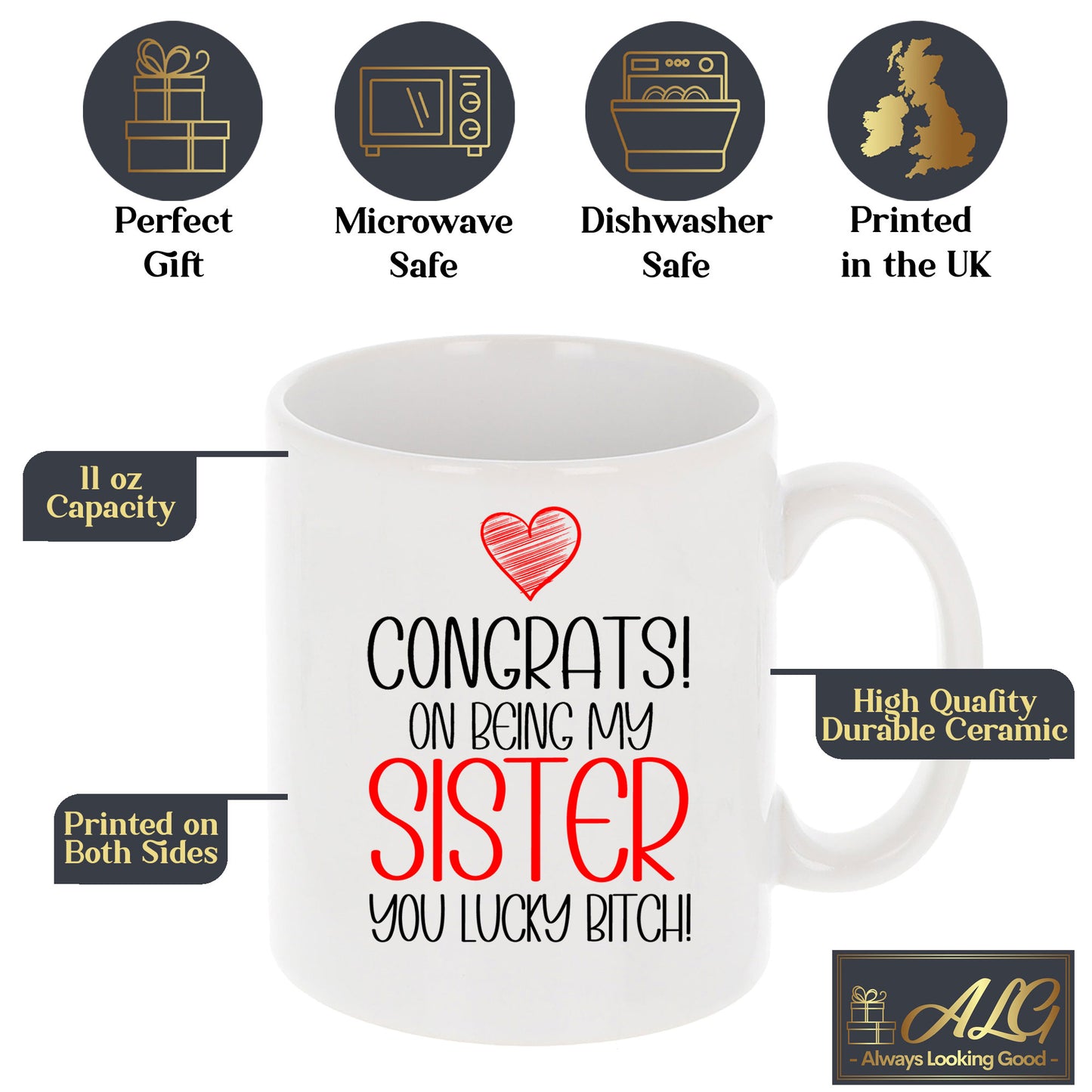 Congrats On Being My Sister Mug and/or Coaster Gift  - Always Looking Good -   