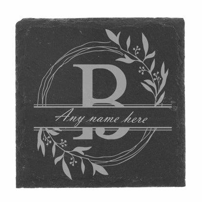 Personalised Floral Wine Glasses – Engraved Initial Gift