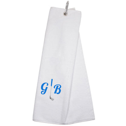 Personalised GOLF Towel - Embroidered Trifold Towel with Carabiner Clip