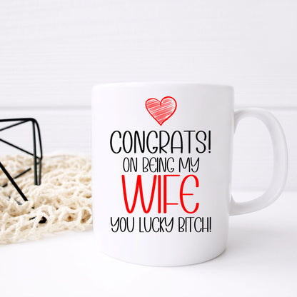 Funny Husband/Wife Mug and/or Coaster Gift “Congrats On Being My Husband/Wife”