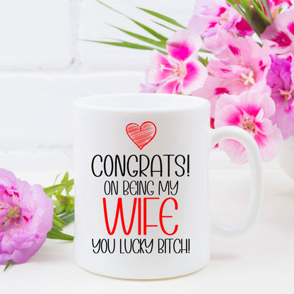Funny Husband/Wife Mug and/or Coaster Gift “Congrats On Being My Husband/Wife”