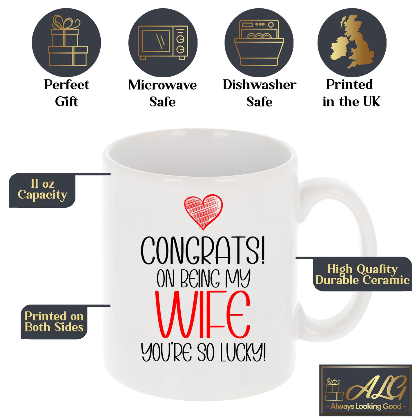 Congrats On Being My Wife Mug and/or Coaster Gift  - Always Looking Good -   