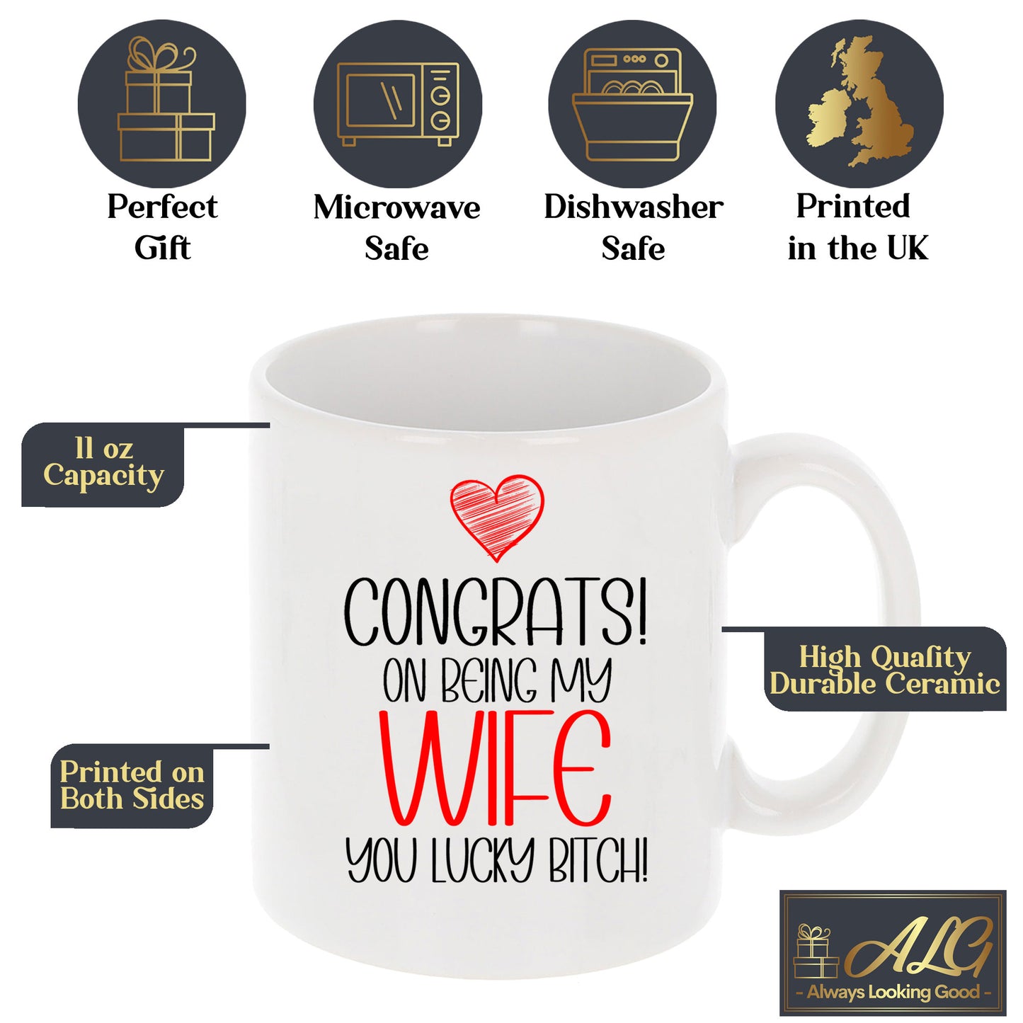 Congrats On Being My Wife Mug and/or Coaster Gift  - Always Looking Good -   