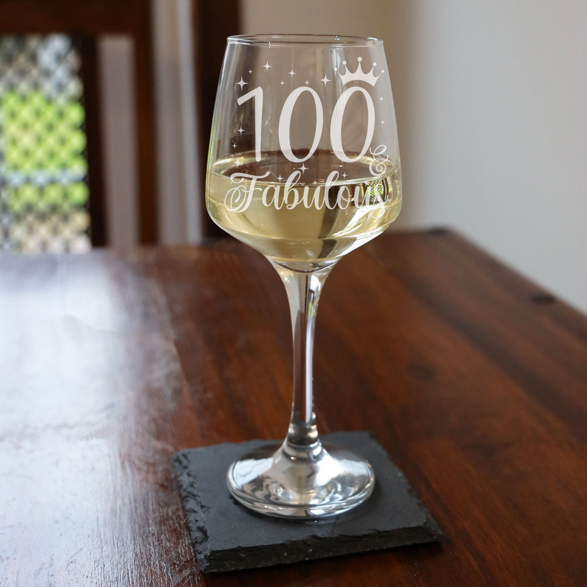 100 & Fabulous 100th Birthday Gift Engraved Wine Glass and/or Coaster Set  - Always Looking Good - Wine Glass Only  