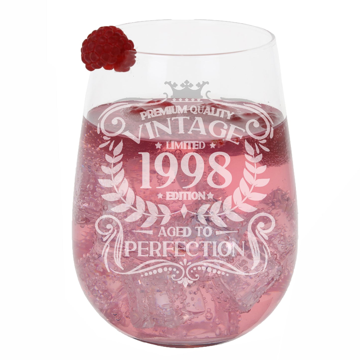 Vintage 1998 25th Birthday Engraved Stemless Gin Glass Gift  - Always Looking Good -   