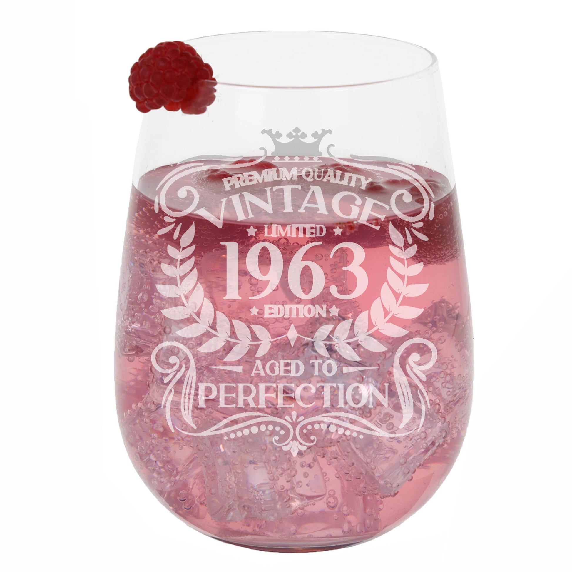 Vintage 1963 60th Birthday Engraved Stemless Gin Glass Gift  - Always Looking Good -   