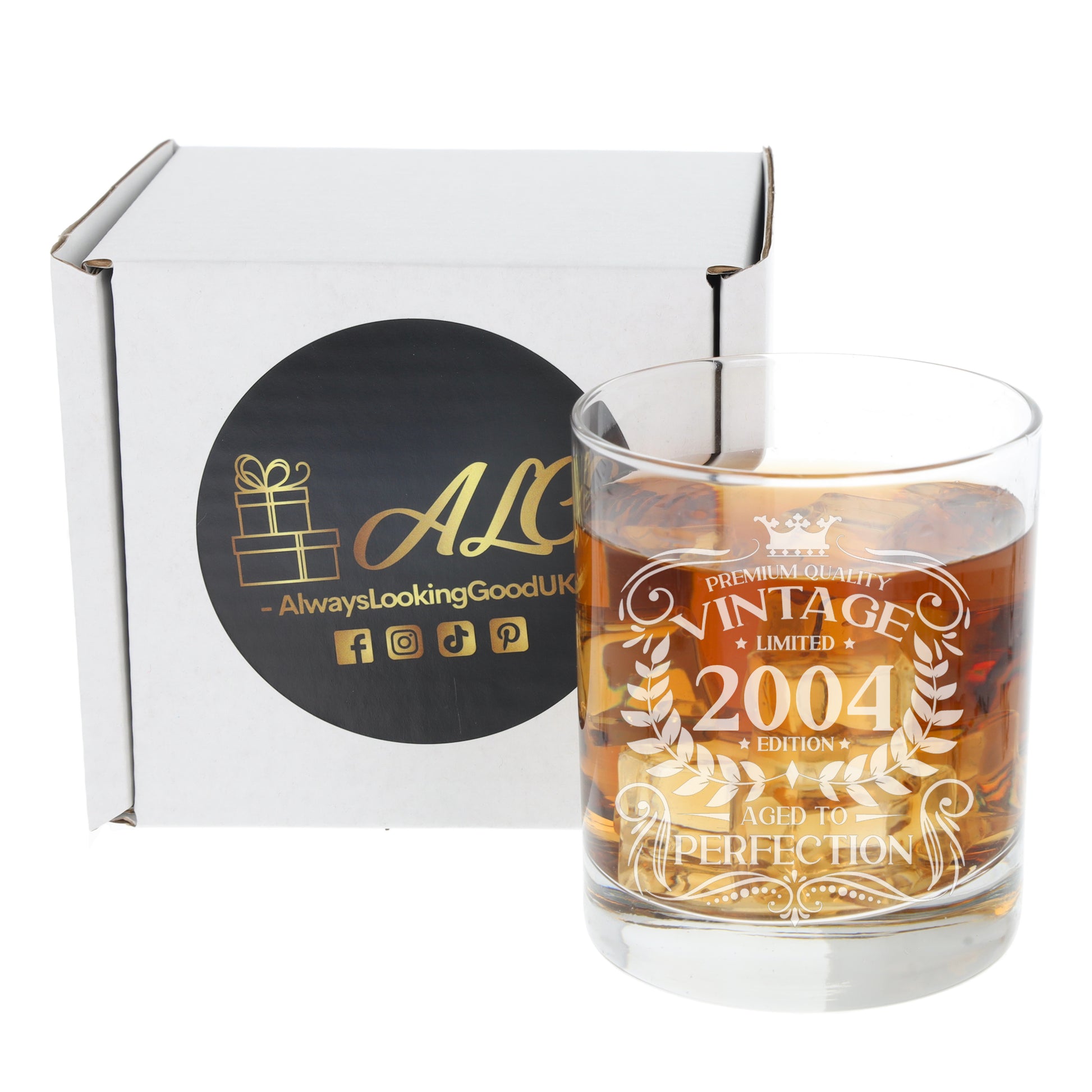 Vintage Any Year All Ages Engraved Birthday Whisky Glass and/or Coaster Set  - Always Looking Good -   