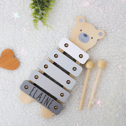 Personalised Engraved Wooden Teddy Bear Xylophone Baby & Toddler Toy  - Always Looking Good -   