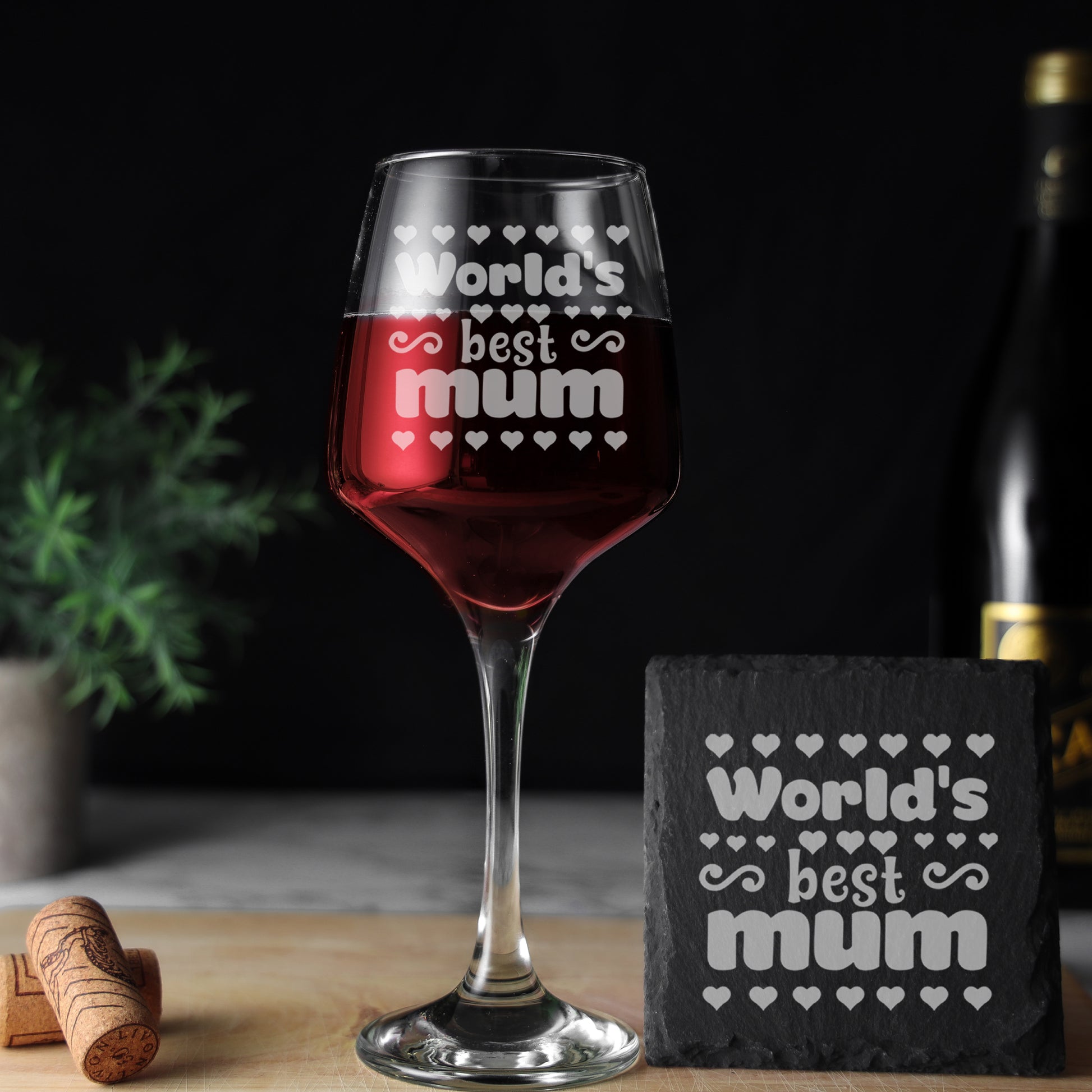 World's Best Mum Engraved Wine Glass and/or Coaster  - Always Looking Good -   