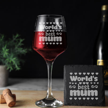 World's Best Mum Engraved Wine Glass and/or Coaster  - Always Looking Good - Glass & Square Coaster  
