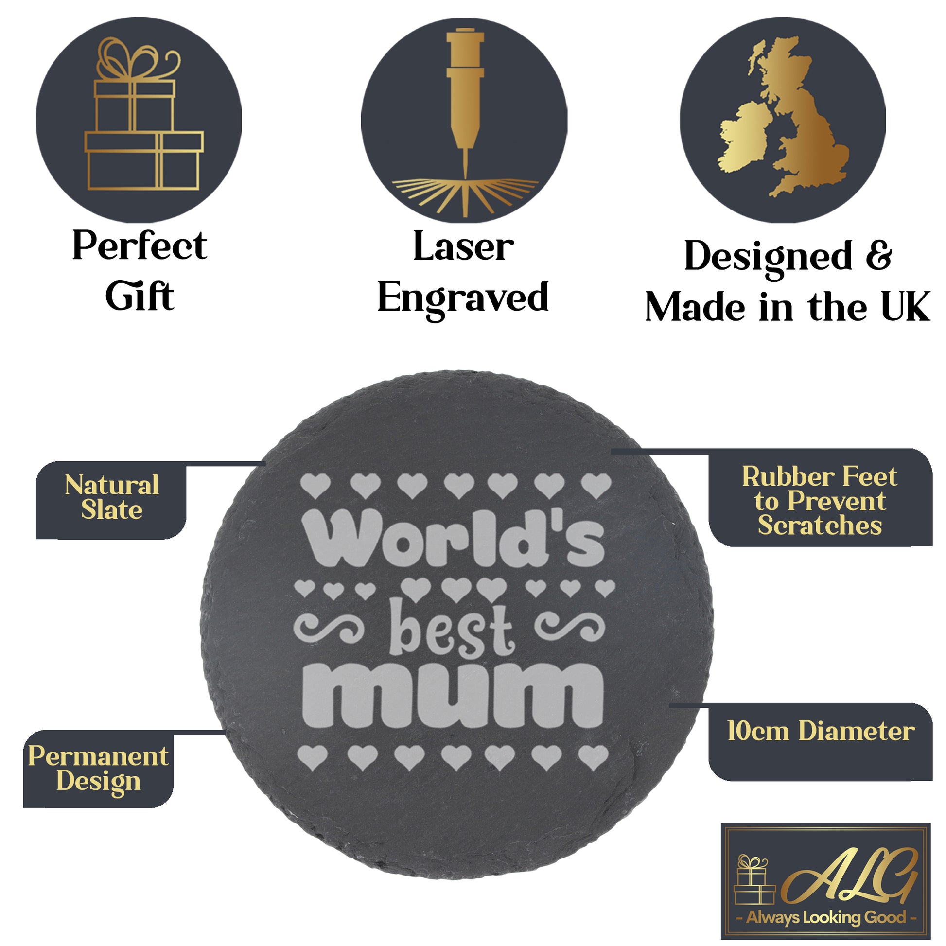 World's Best Mum Engraved Wine Glass and/or Coaster  - Always Looking Good -   