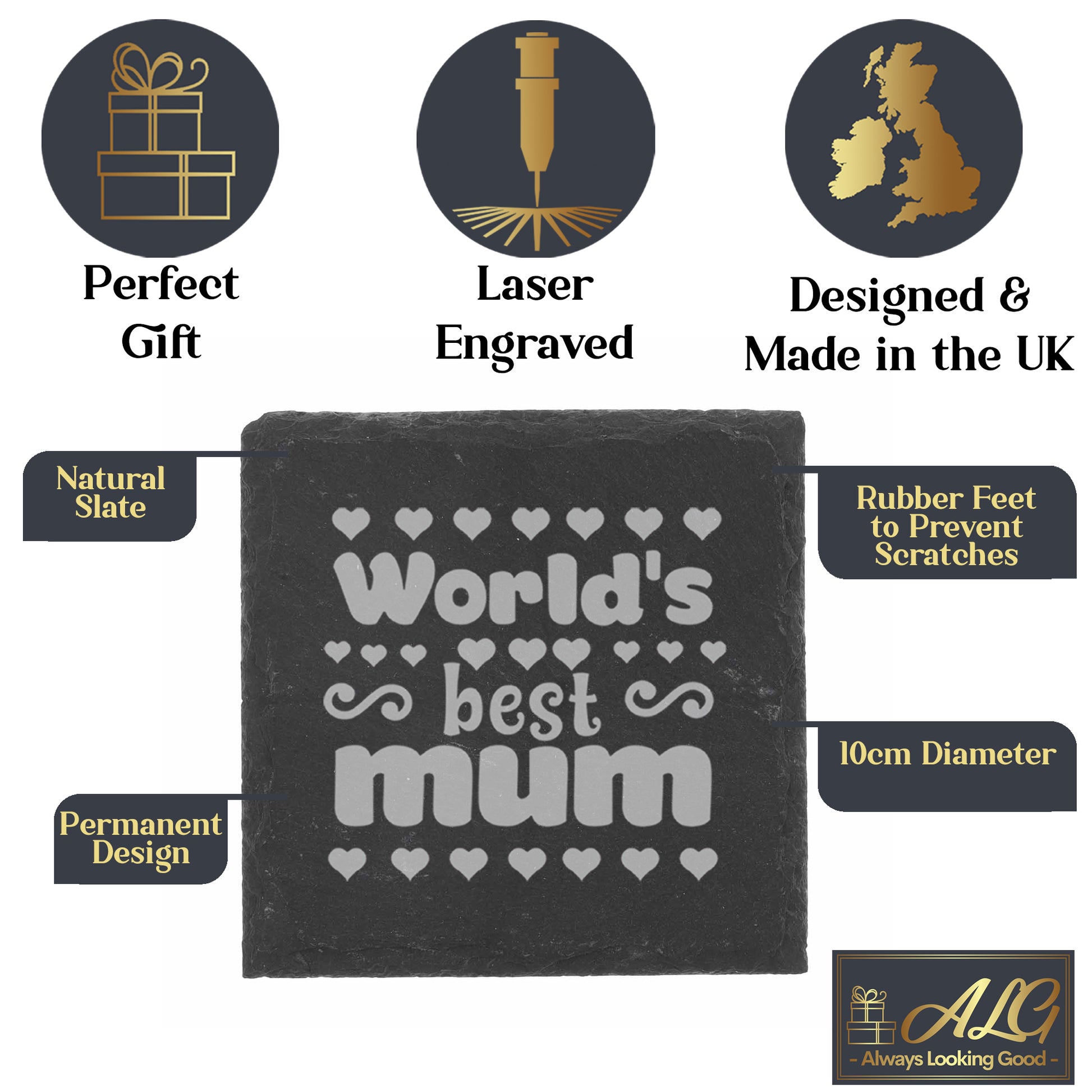 World's Best Mum Engraved Wine Glass and/or Coaster  - Always Looking Good -   