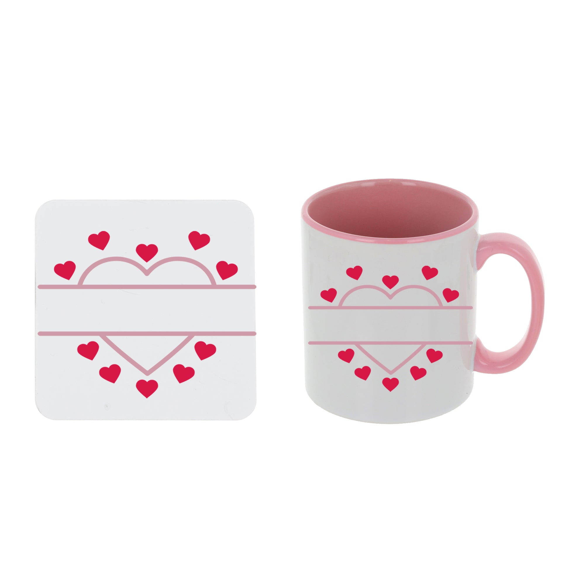 Personalised Pink Heart Design Mug and Coaster with Treats  - Always Looking Good - Empty Mug & Coaster Set  
