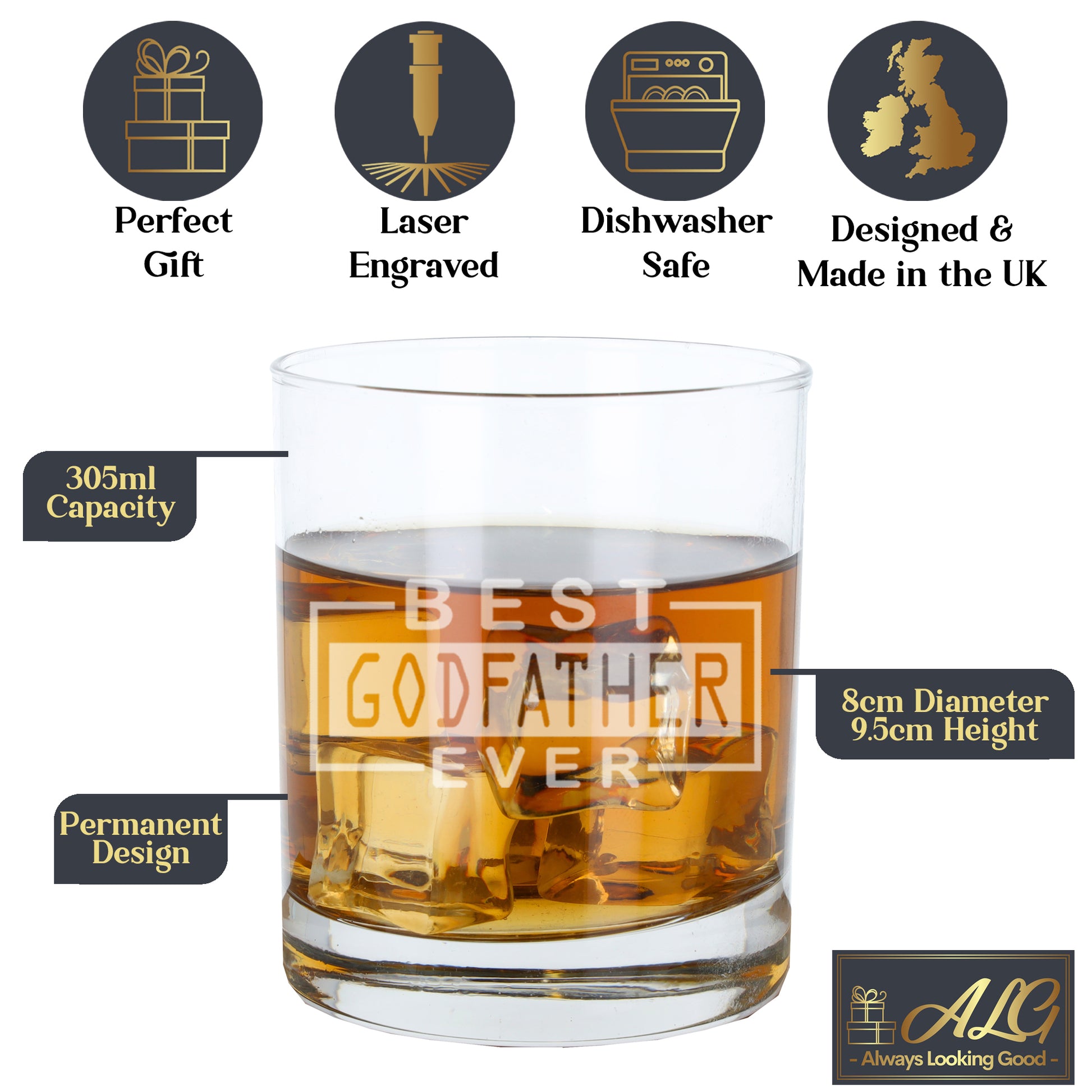 Best Godfather Ever Engraved Whisky Glass and/or Coaster Gift  - Always Looking Good -   godfather gift 