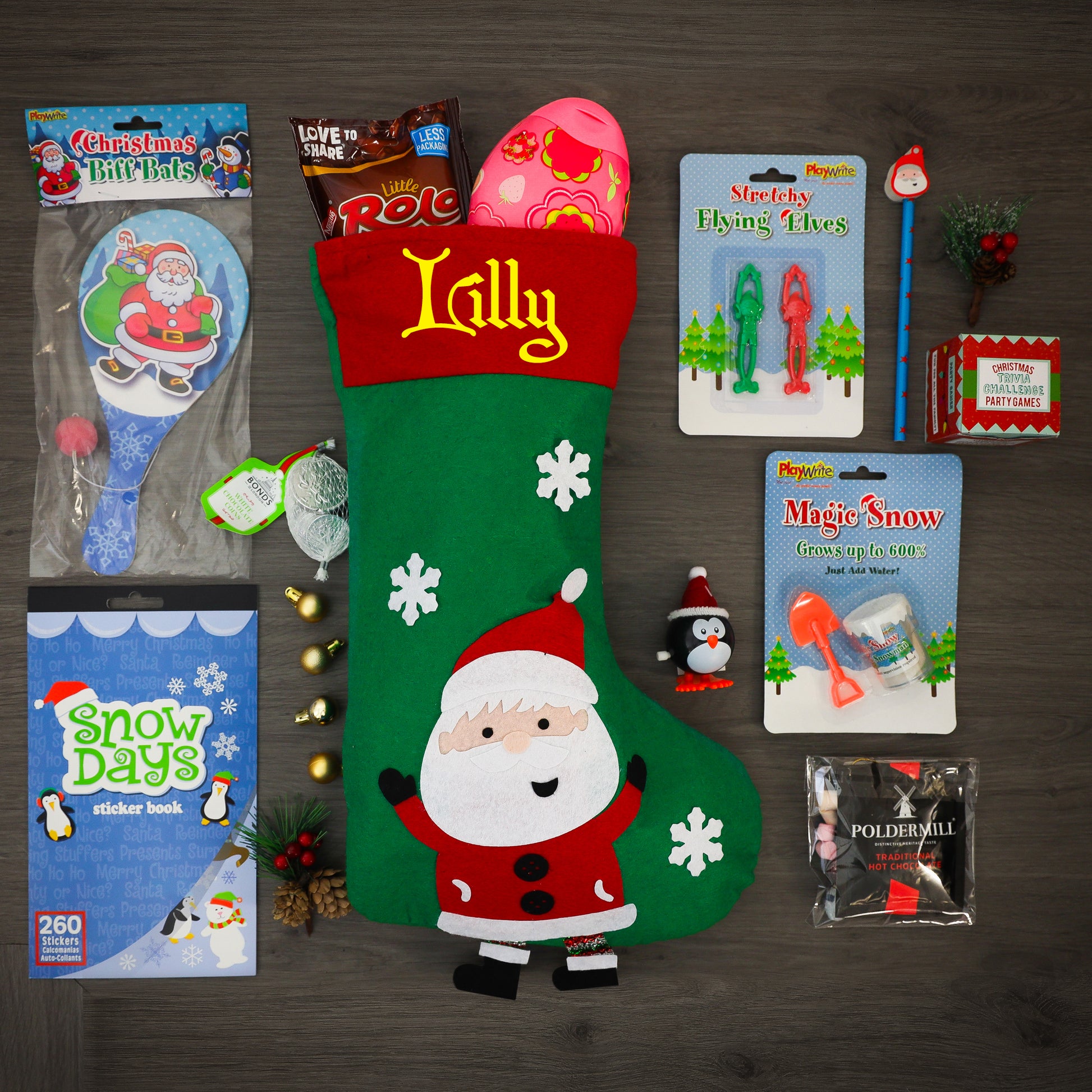 Vinyl Christmas  Stocking Personalised with name & Filled Ready to gift  - Always Looking Good - Santa Stocking  