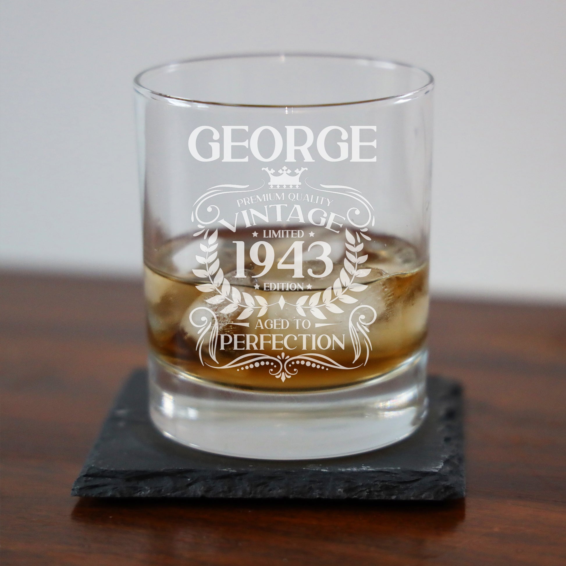 Vintage 1943 80th Birthday Engraved Whiskey Glass Gift  - Always Looking Good -   
