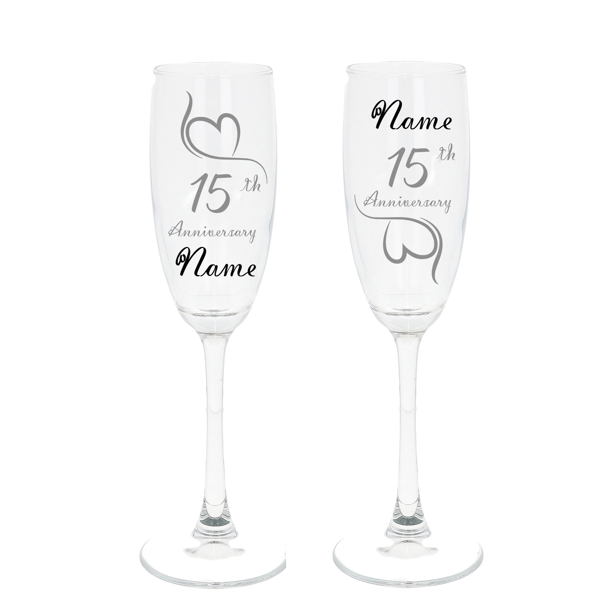Engraved 15th Crystal Wedding Anniversary Personalised Engraved Champagne Glass Gift Set  - Always Looking Good -   