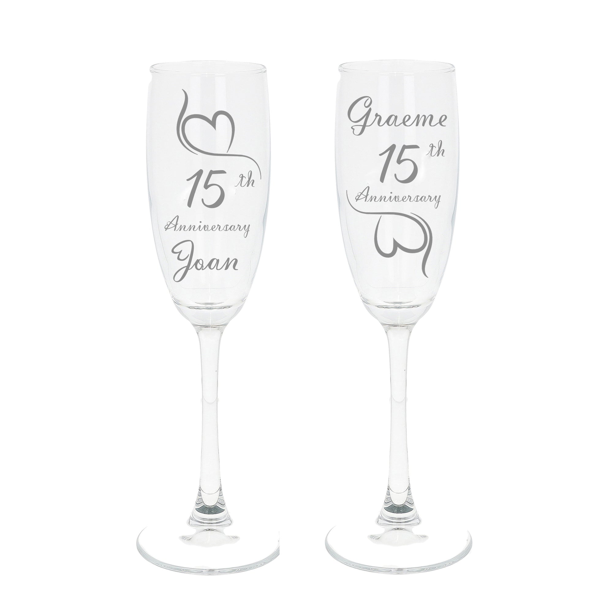 Engraved 15th Crystal Wedding Anniversary Personalised Engraved Champagne Glass Gift Set  - Always Looking Good -   