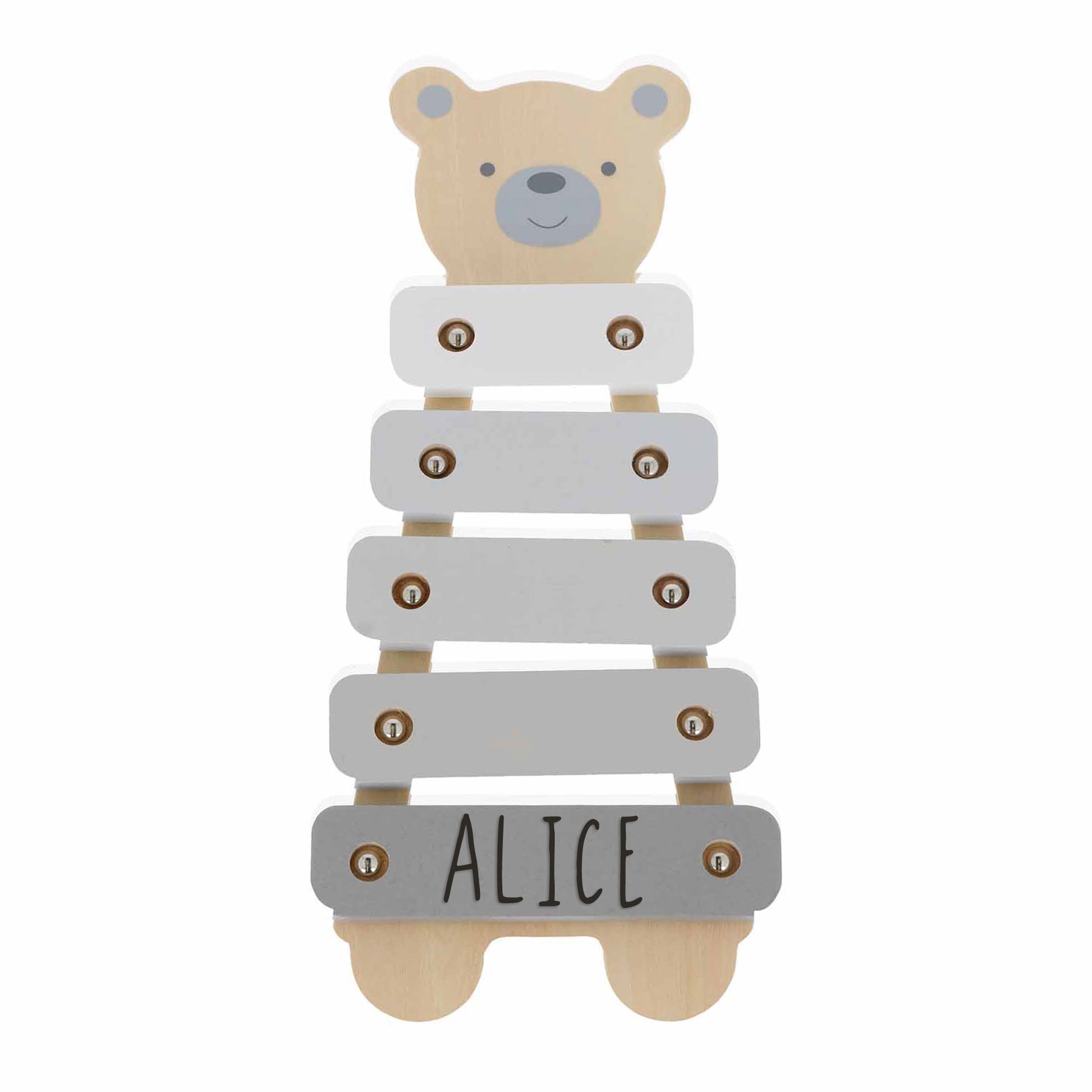 Personalised Engraved Wooden Teddy Bear Xylophone Baby & Toddler Toy  - Always Looking Good -   