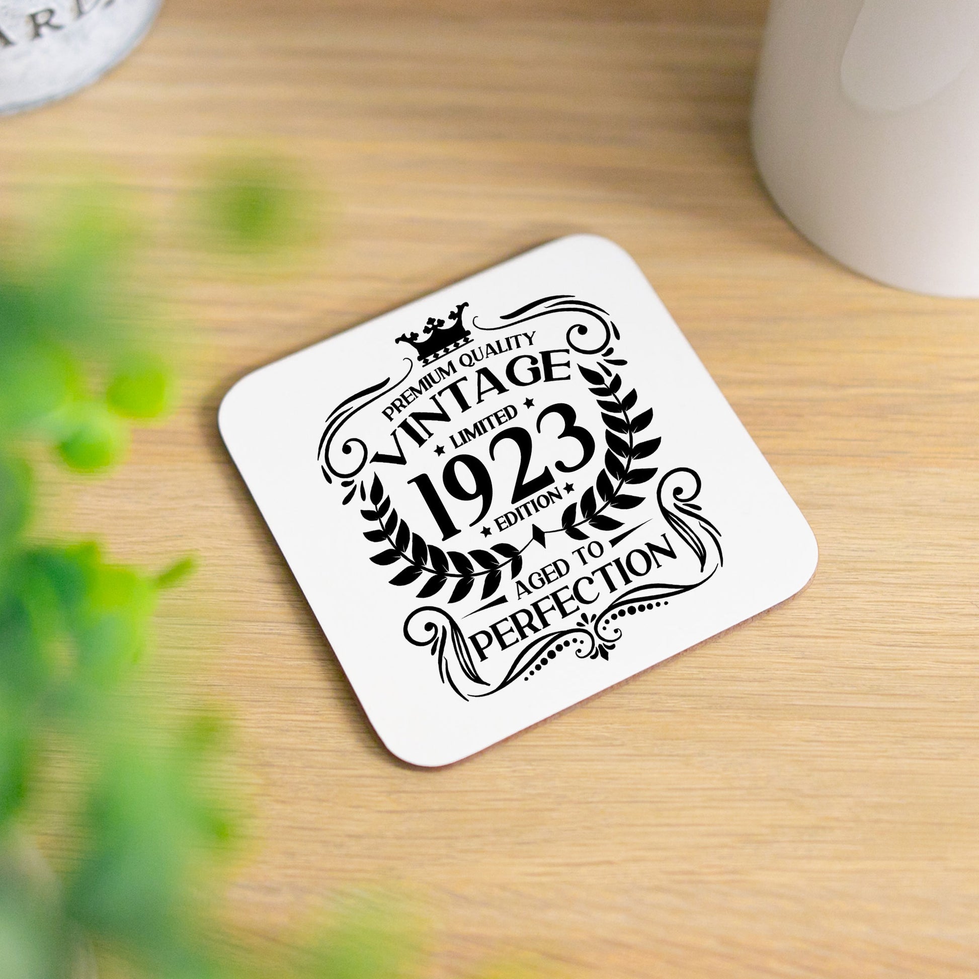 Vintage 1923 100th Birthday Engraved Wine Glass Gift  - Always Looking Good - Glass & Printed Coaster  