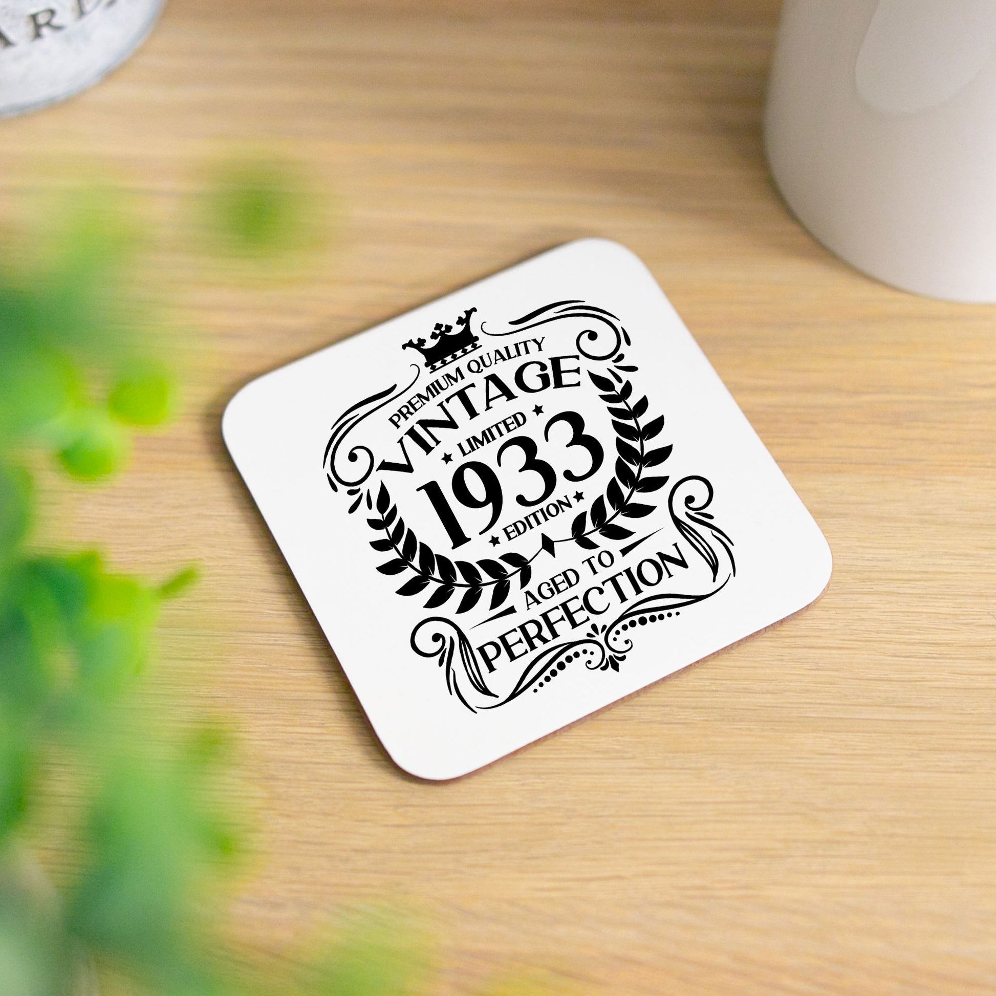 Vintage 1933 90th Birthday Engraved Whiskey Glass Gift  - Always Looking Good - Glass & Printed Coaster  
