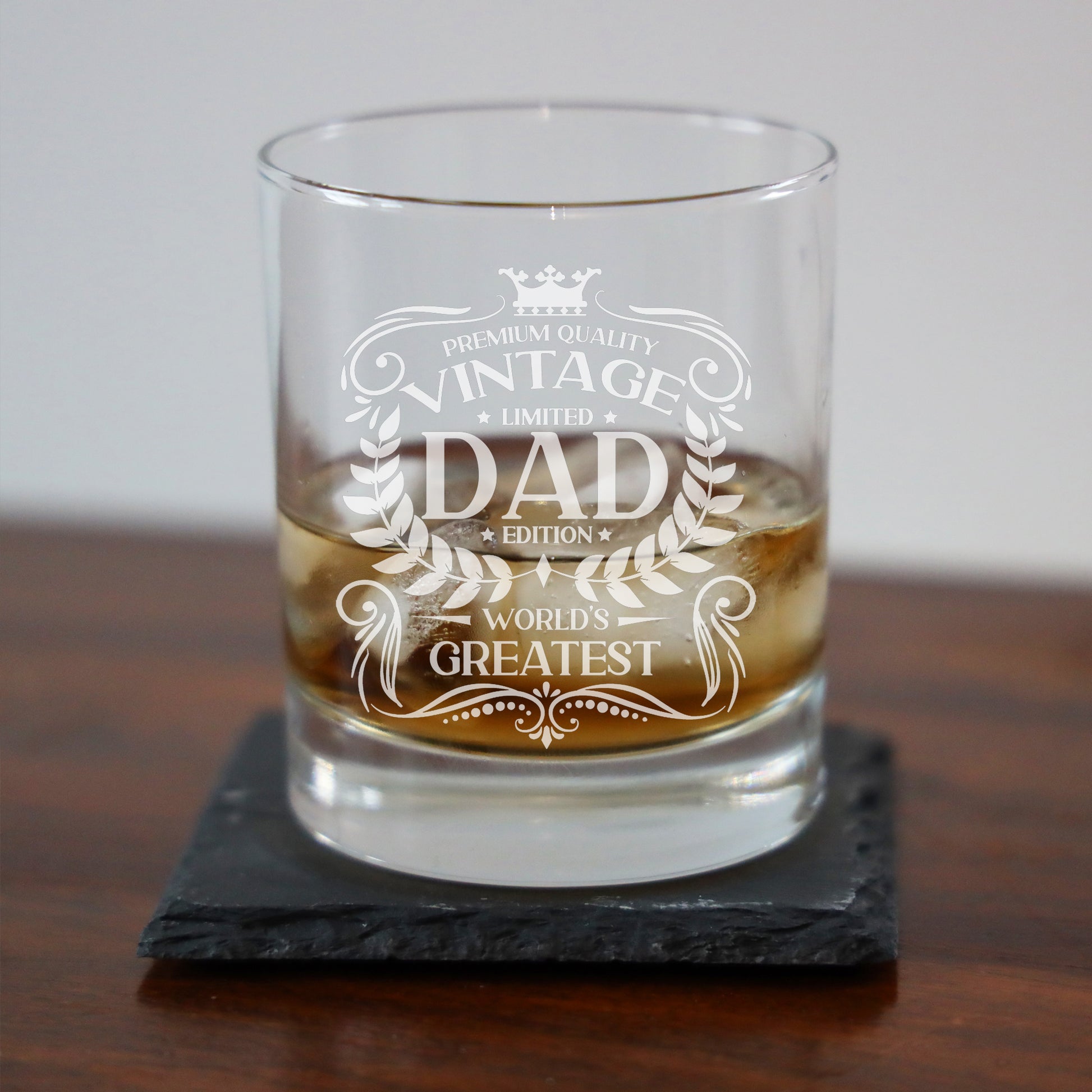 Vintage World's Greatest Dad Engraved Whisky Glass  - Always Looking Good -   