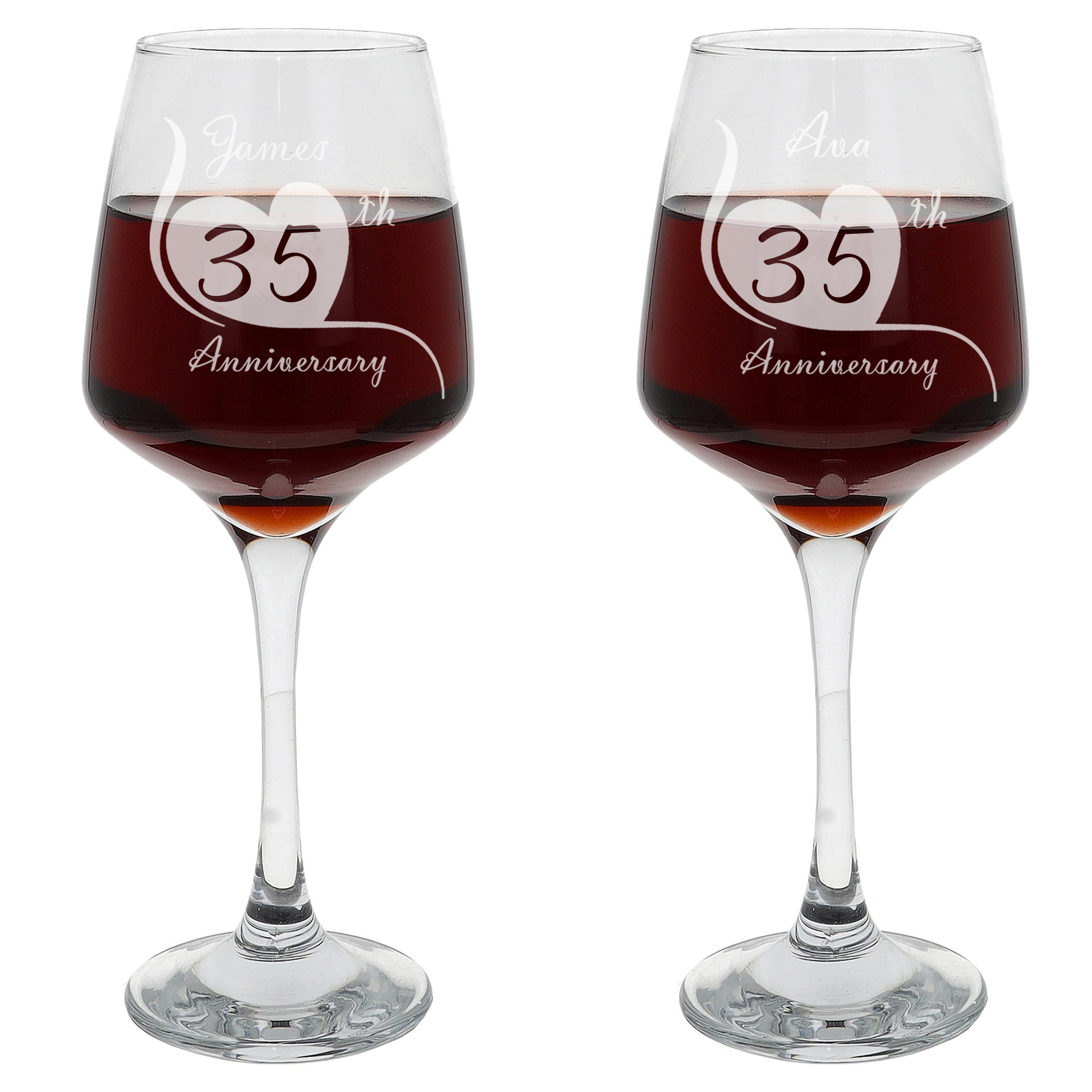 Engraved 35th Coral Wedding Anniversary - Personalised Wine Glass Gift Set  - Always Looking Good -   