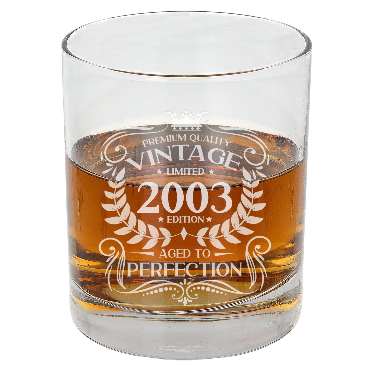 Vintage Any Year All Ages Engraved Birthday Whisky Glass and/or Coaster Set  - Always Looking Good - Whisky Glass Only  