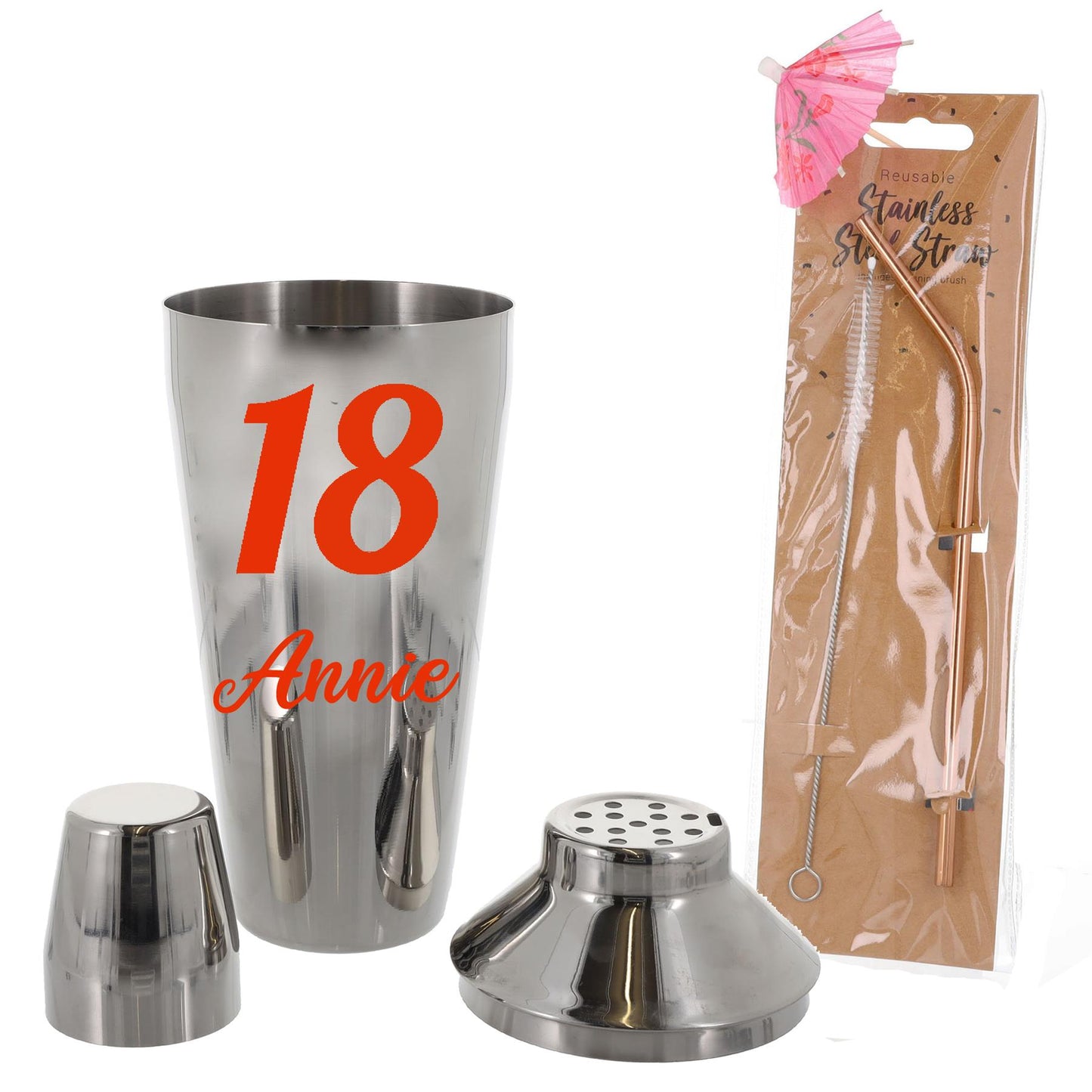 Personalised 18th Birthday Cocktail Shaker & Pina Colada Glass Gift Set  - Always Looking Good -   