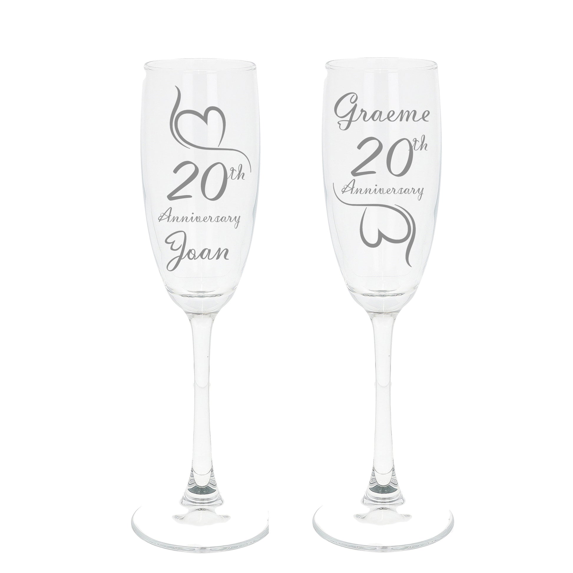 Engraved 20th China Wedding Anniversary Personalised Engraved Champagne Glass Gift Set  - Always Looking Good -   