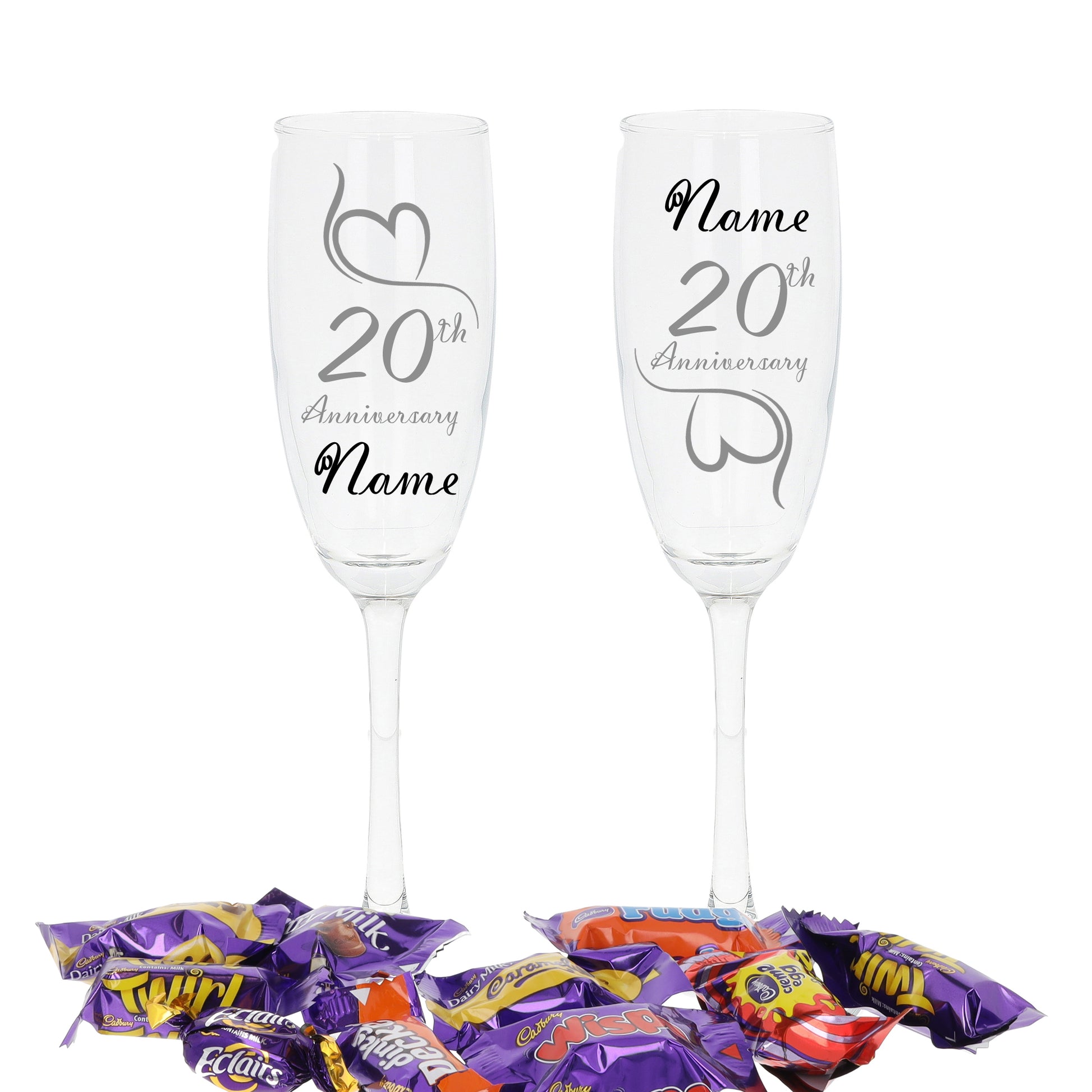 Engraved 20th China Wedding Anniversary Personalised Engraved Champagne Glass Gift Set  - Always Looking Good -   