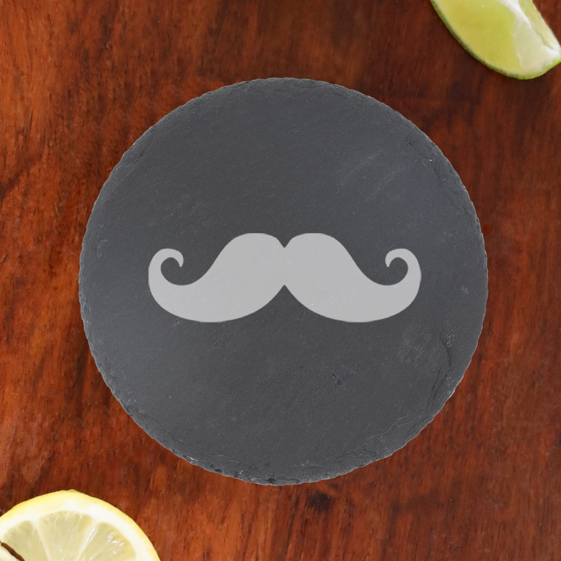 Engraved Funny Wine Glass Moustache Glass and/or Coaster Gift  - Always Looking Good - Round Coaster Only  