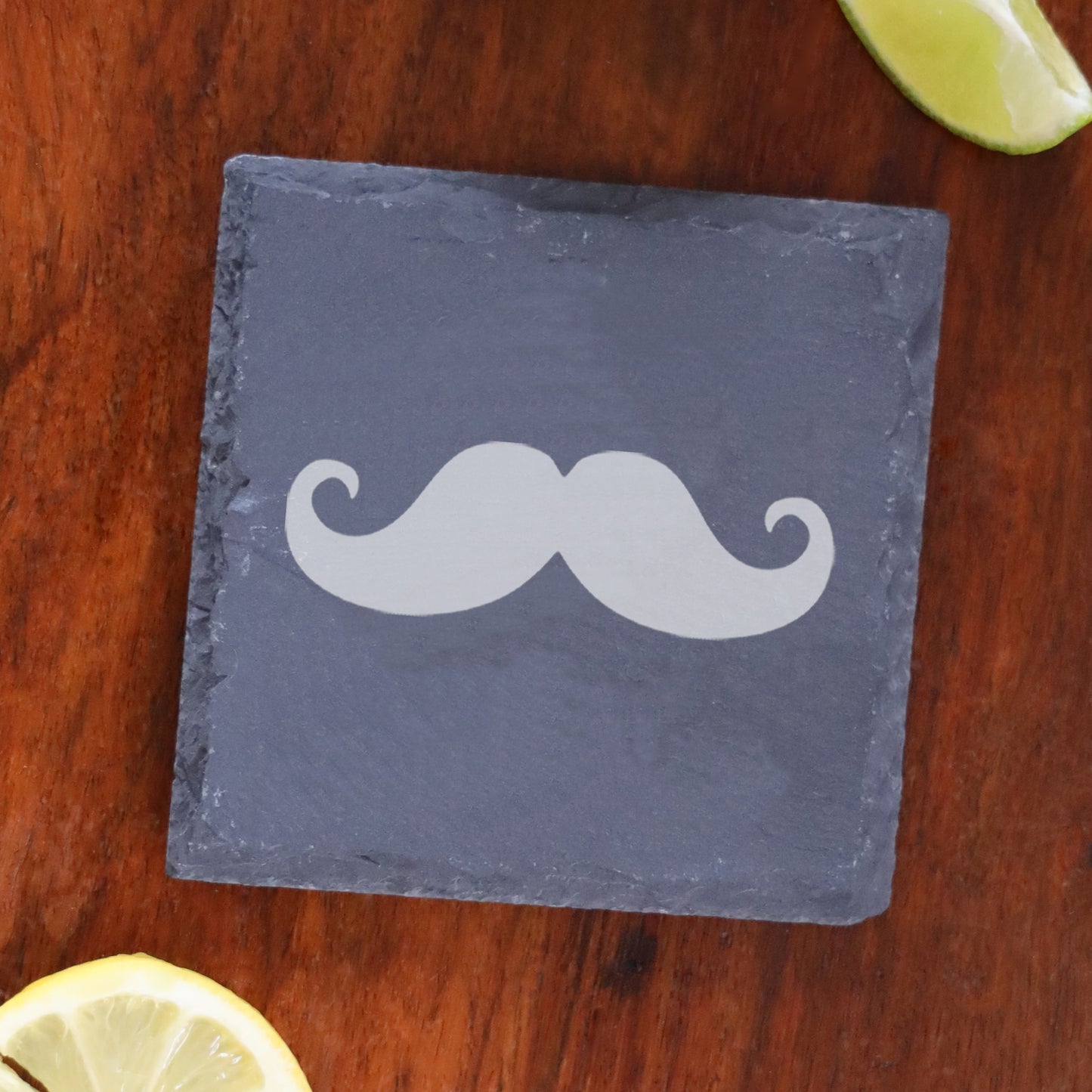 Engraved Funny Gift for Men Moustache Whisky Glass and/or Coaster Set  - Always Looking Good - Square Coaster Only  
