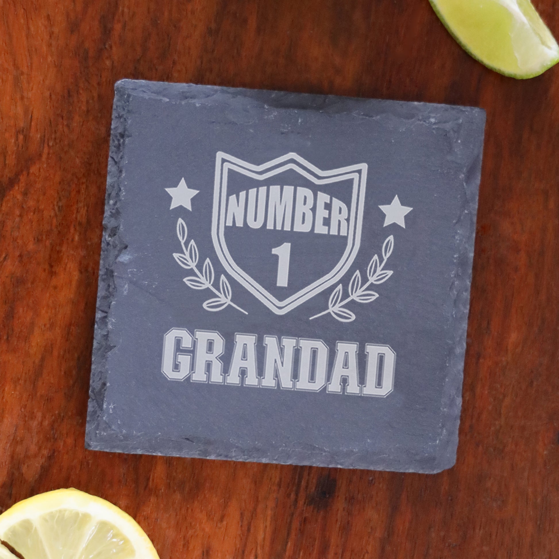 Engraved "Number 1 Grandad" Whisky Glass and/or Coaster Set  - Always Looking Good -   