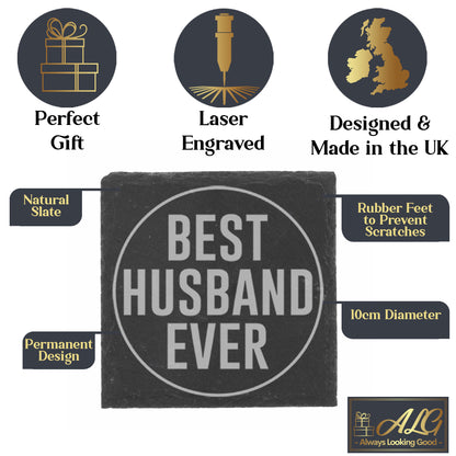 Best Husband Ever Engraved Wine Glass and/or Coaster Gift  - Always Looking Good -  best husband gift  