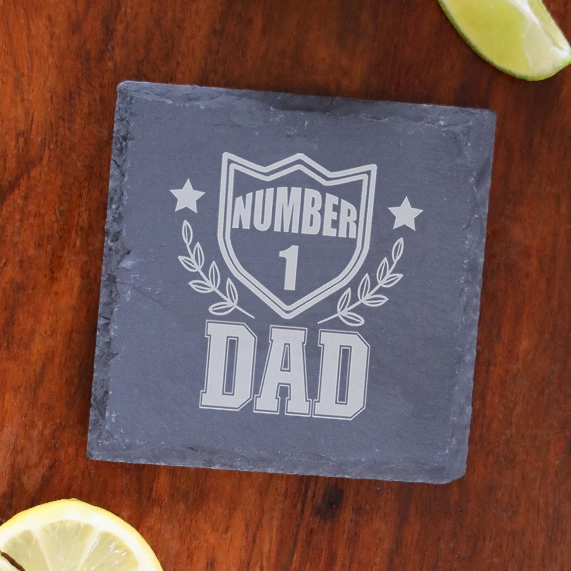 Engraved "Number 1 Dad" Wine Glass and/or Coaster Set  - Always Looking Good - Square Coaster Only  