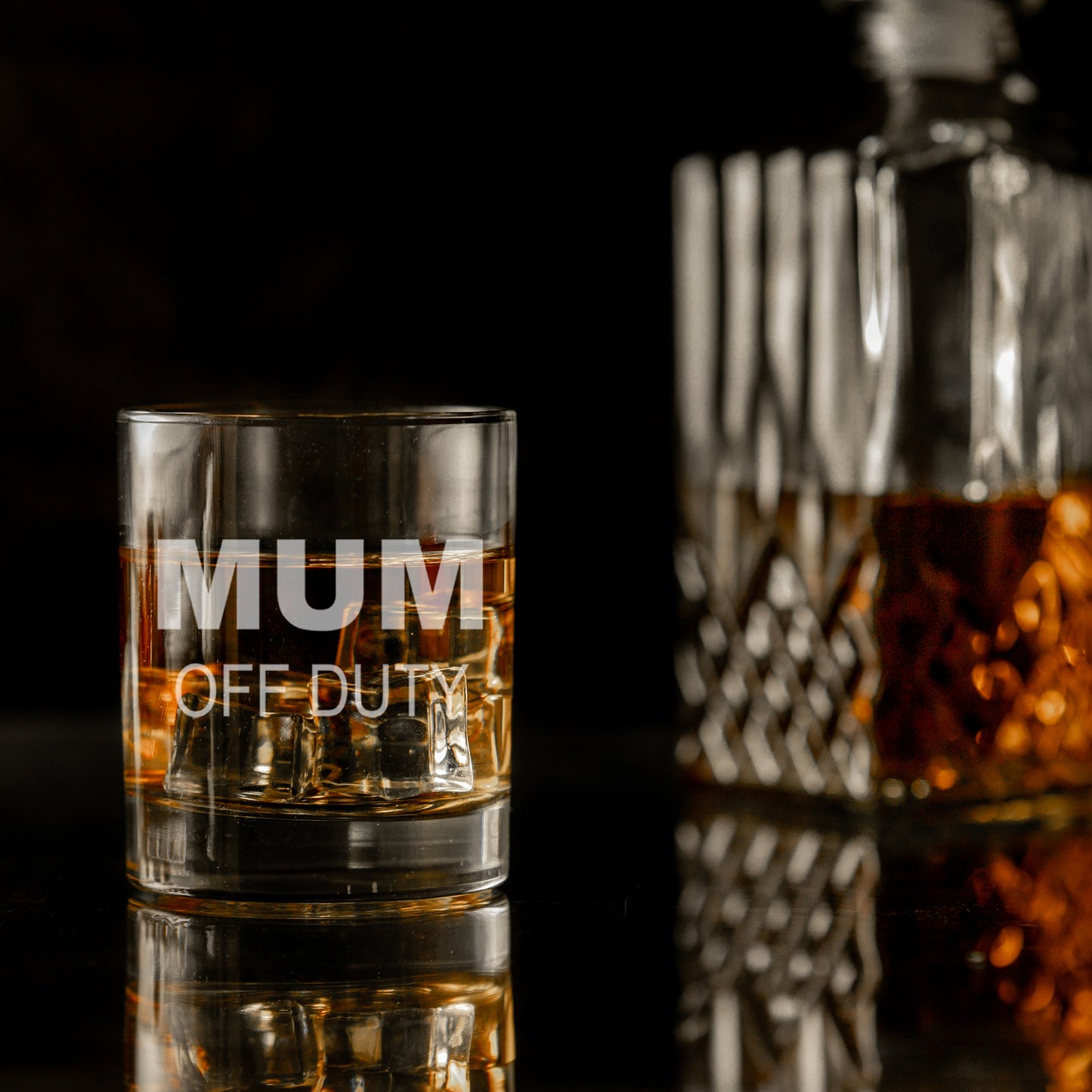 Engraved "Mum Off Duty" Novelty Whisky Glass and/or Coaster Set  - Always Looking Good -   