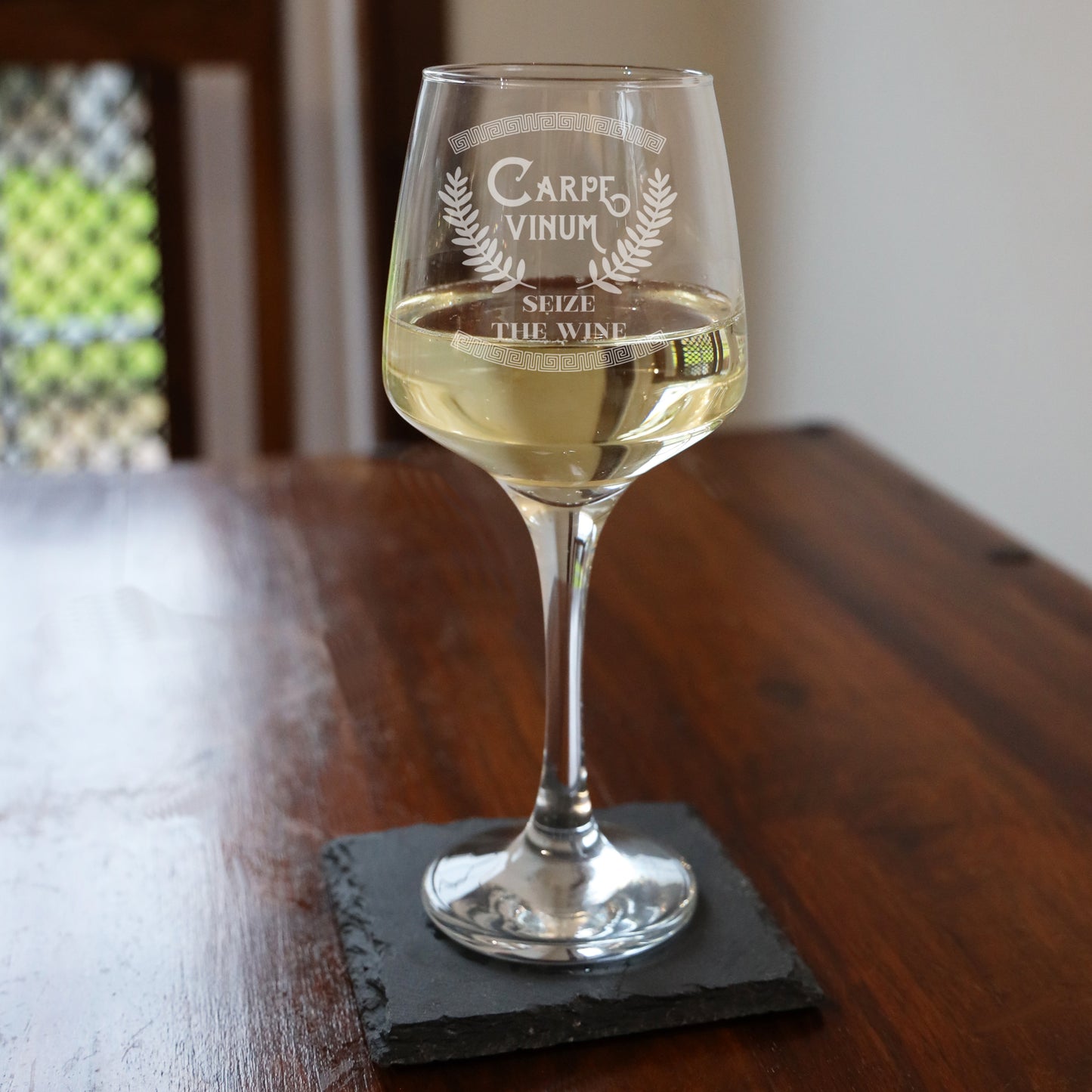 Funny Engraved "Carpe Vinum Seize The Wine" Novelty Wine Glass and/or Coaster Set  - Always Looking Good - Glass Only  
